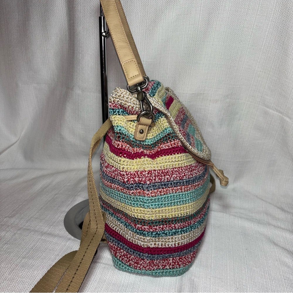 The Sal Sayulita Multicolor Eden Stripe Crochet Backpack - Picture 6 of 8